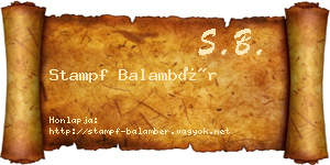 Stampf Balambér névjegykártya